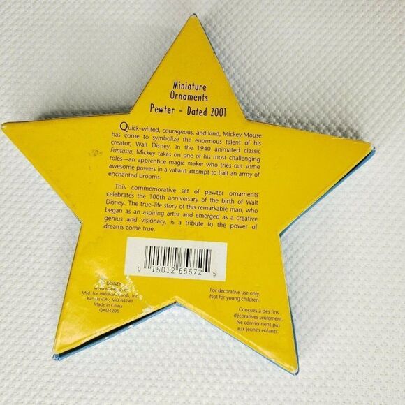 Hallmark Disney 2001 Walts 100th Sorcerer Apprentice 6 Pewter Fantasia Ornaments - Picture 3 of 5